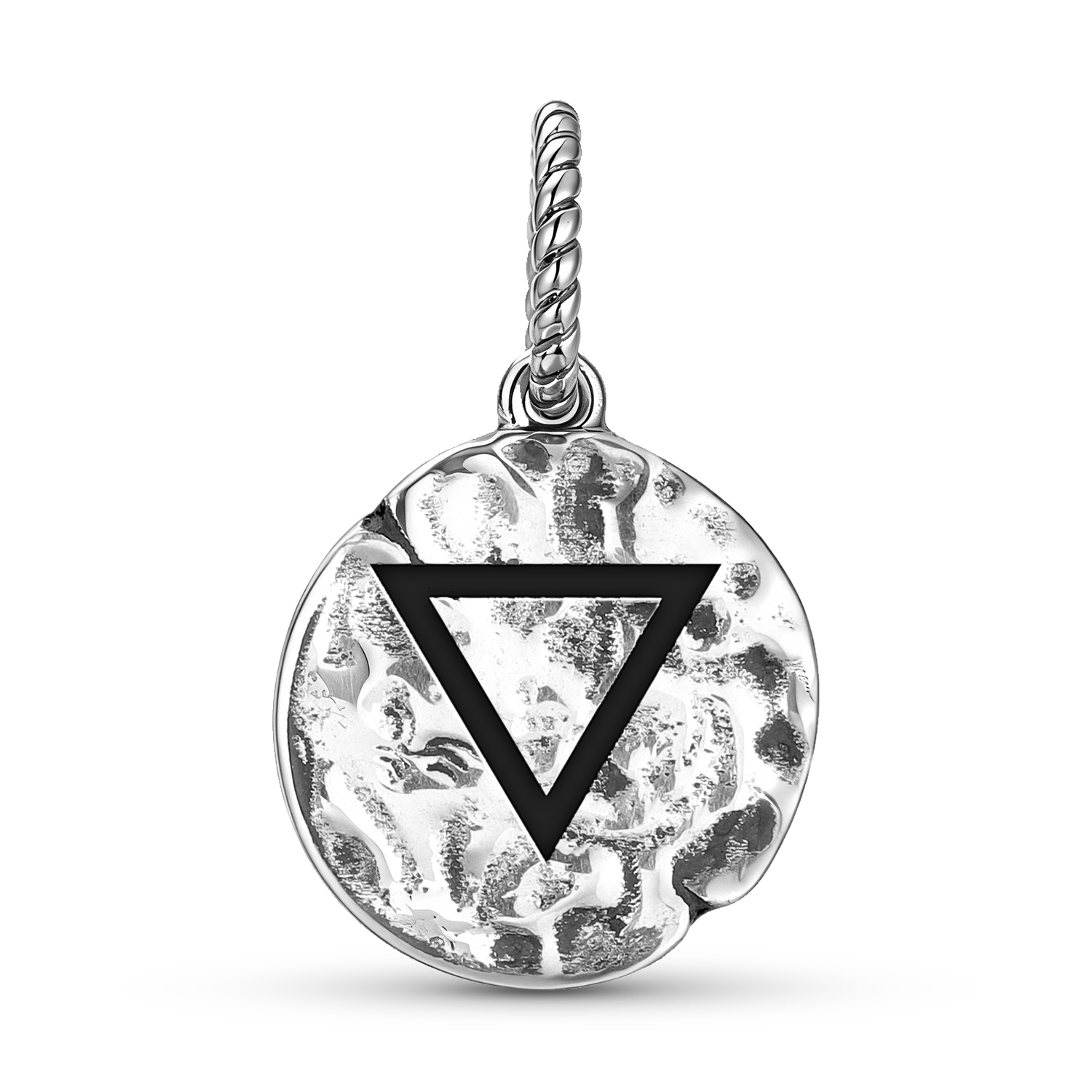 Alchemy Water Symbol 925 Sterling Silver Hand Textured Dangle Charm For Charm Bracelets