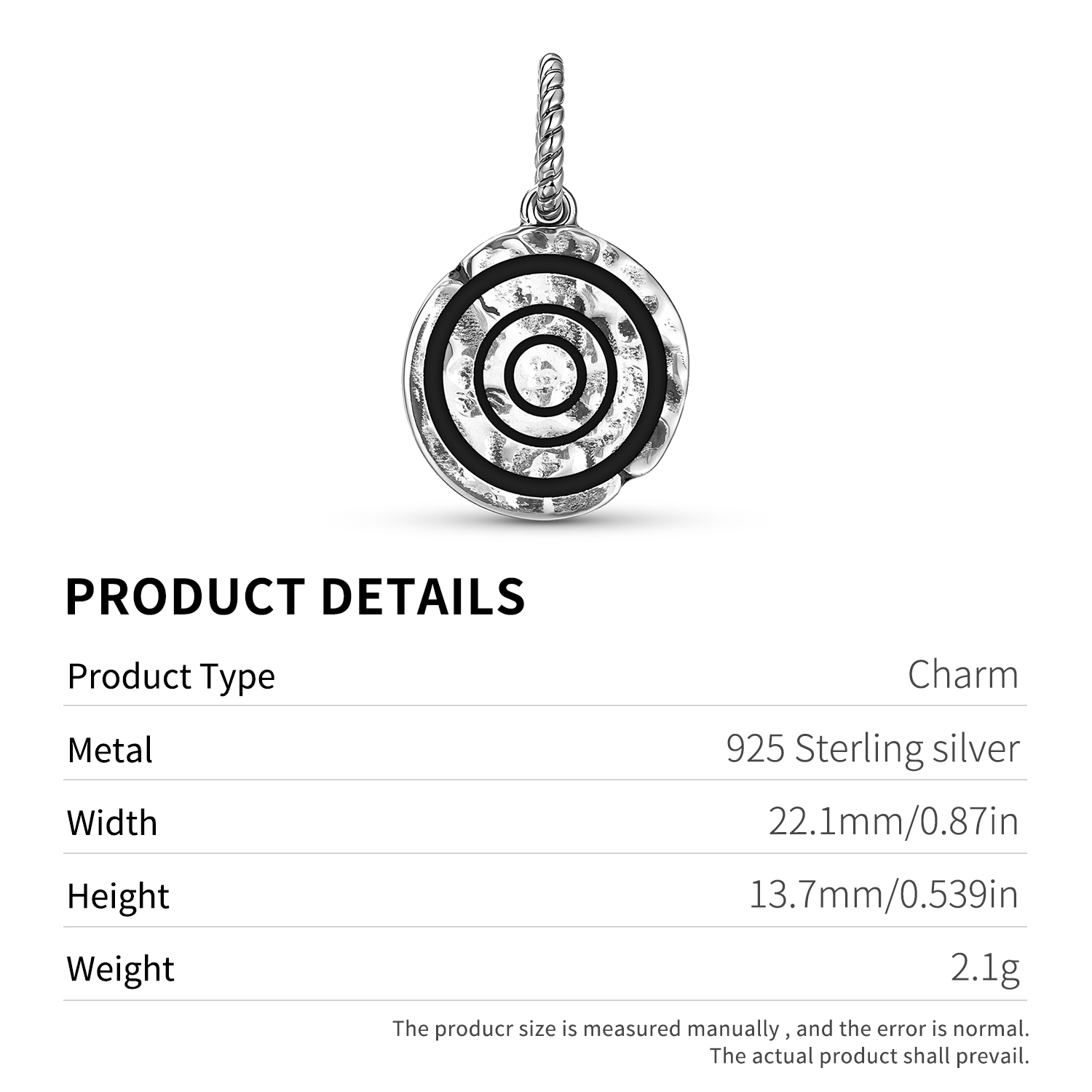 Native Rock Art Relationship Symbol 925 Sterling Silver Hand Textured Dangle Charm For Charm Bracelets