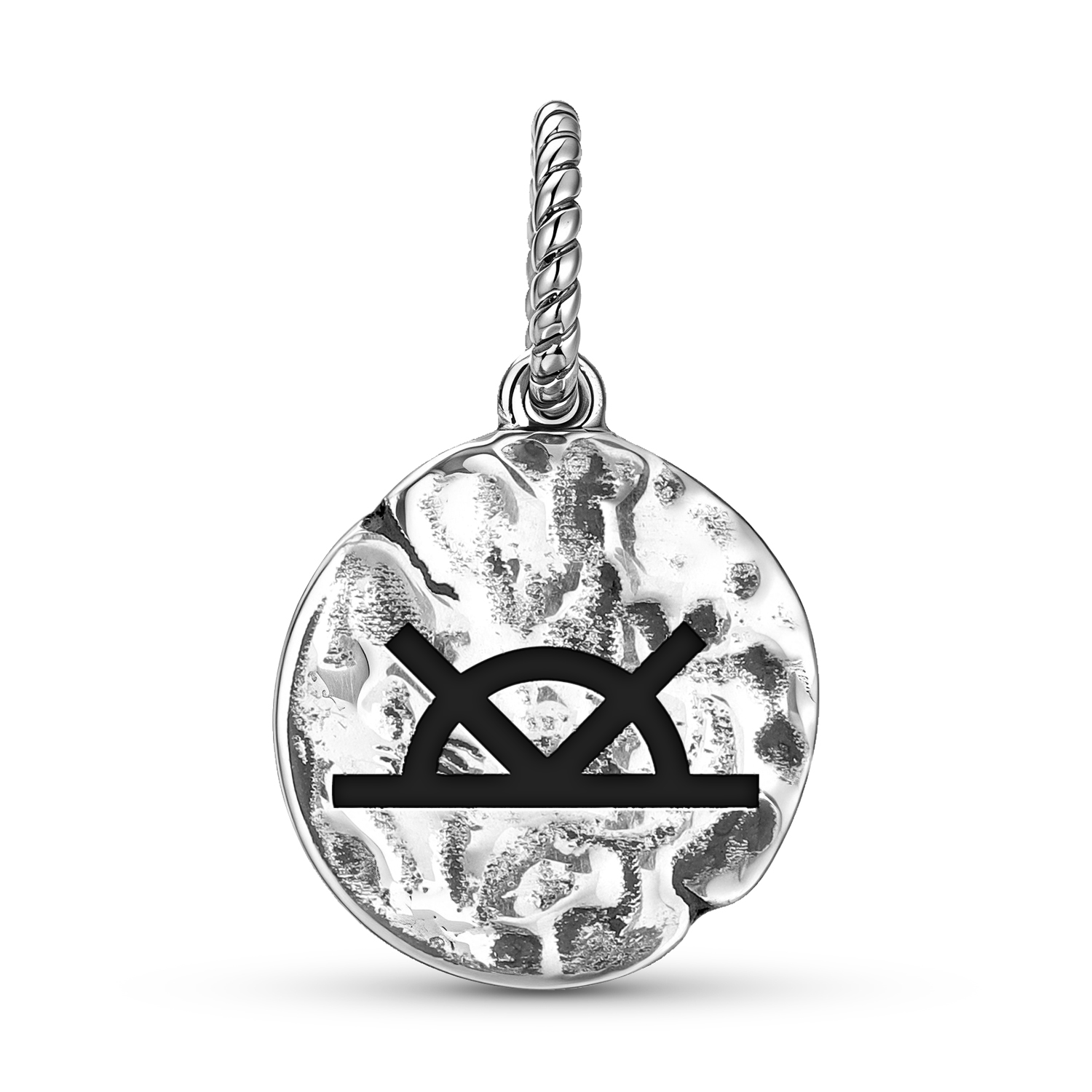 Native Rock Art Healing Symbol 925 Sterling Silver Hand Textured Dangle Charm For Charm Bracelets