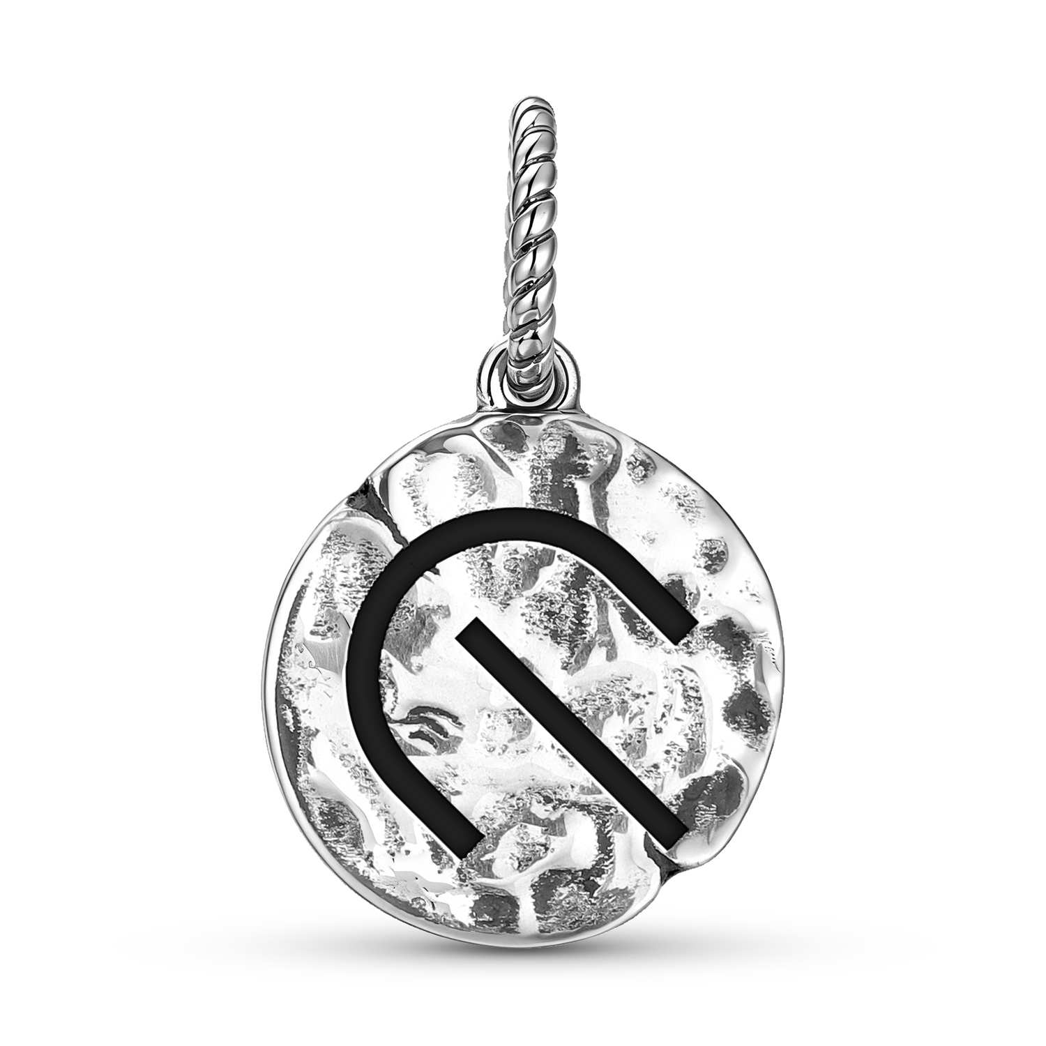 Native Rock Art Compassion Symbol 925 Sterling Silver Hand Textured Dangle Charm For Charm Bracelets