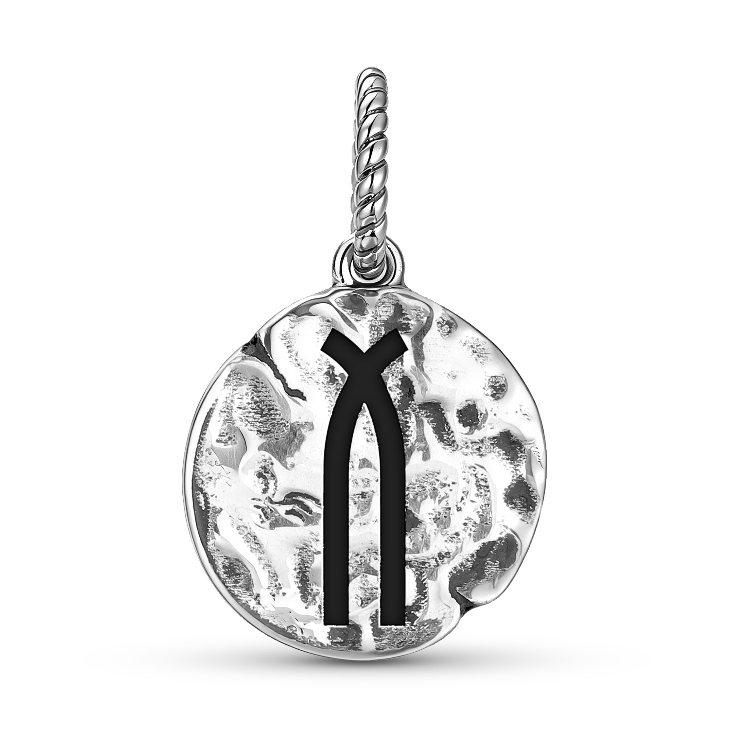 Native Rock Art Spiritual Attitude Symbol 925 Sterling Silver Hand Textured Dangle Charm For Charm Bracelets
