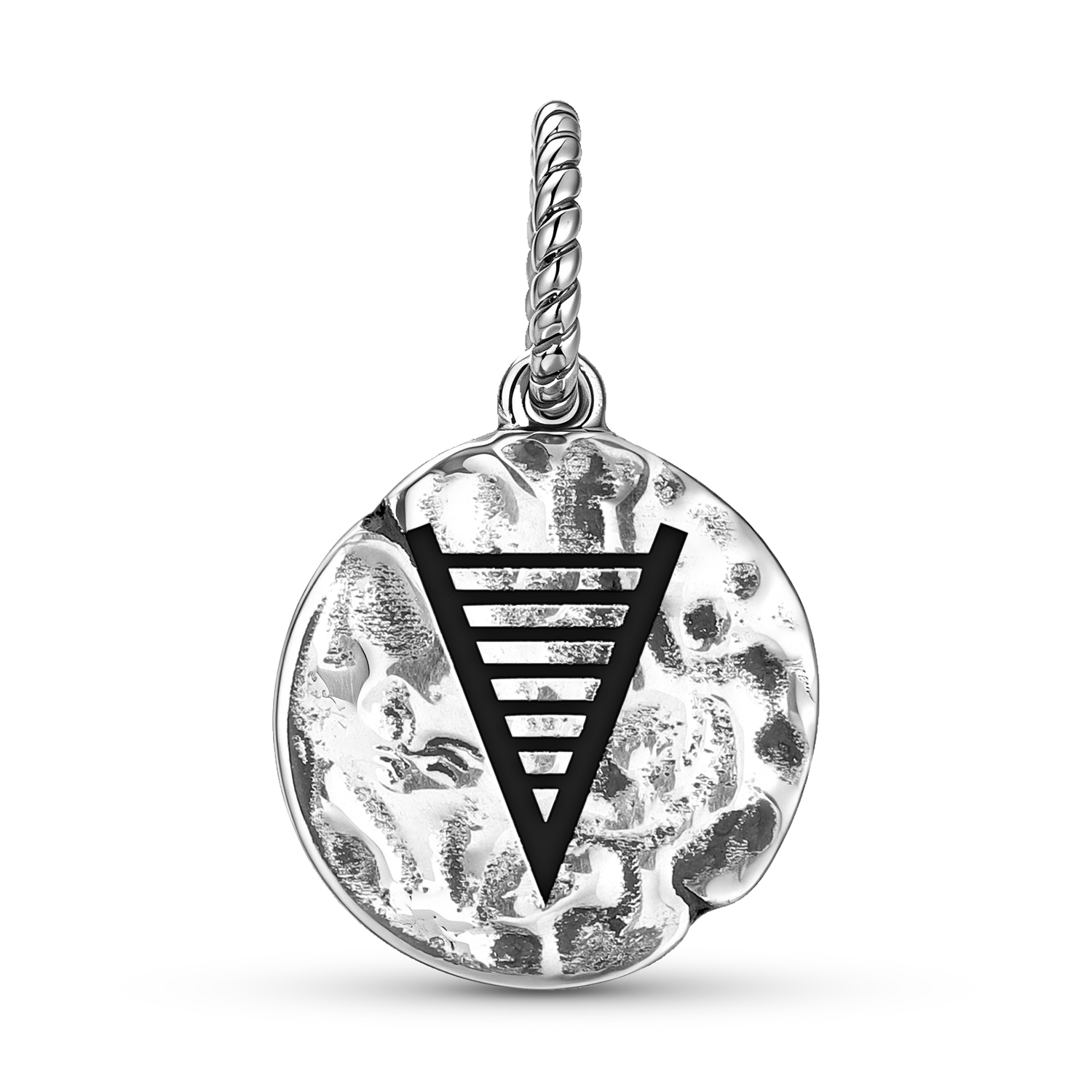 Wealth Symbol Hand Textured Silver Dangle Charm