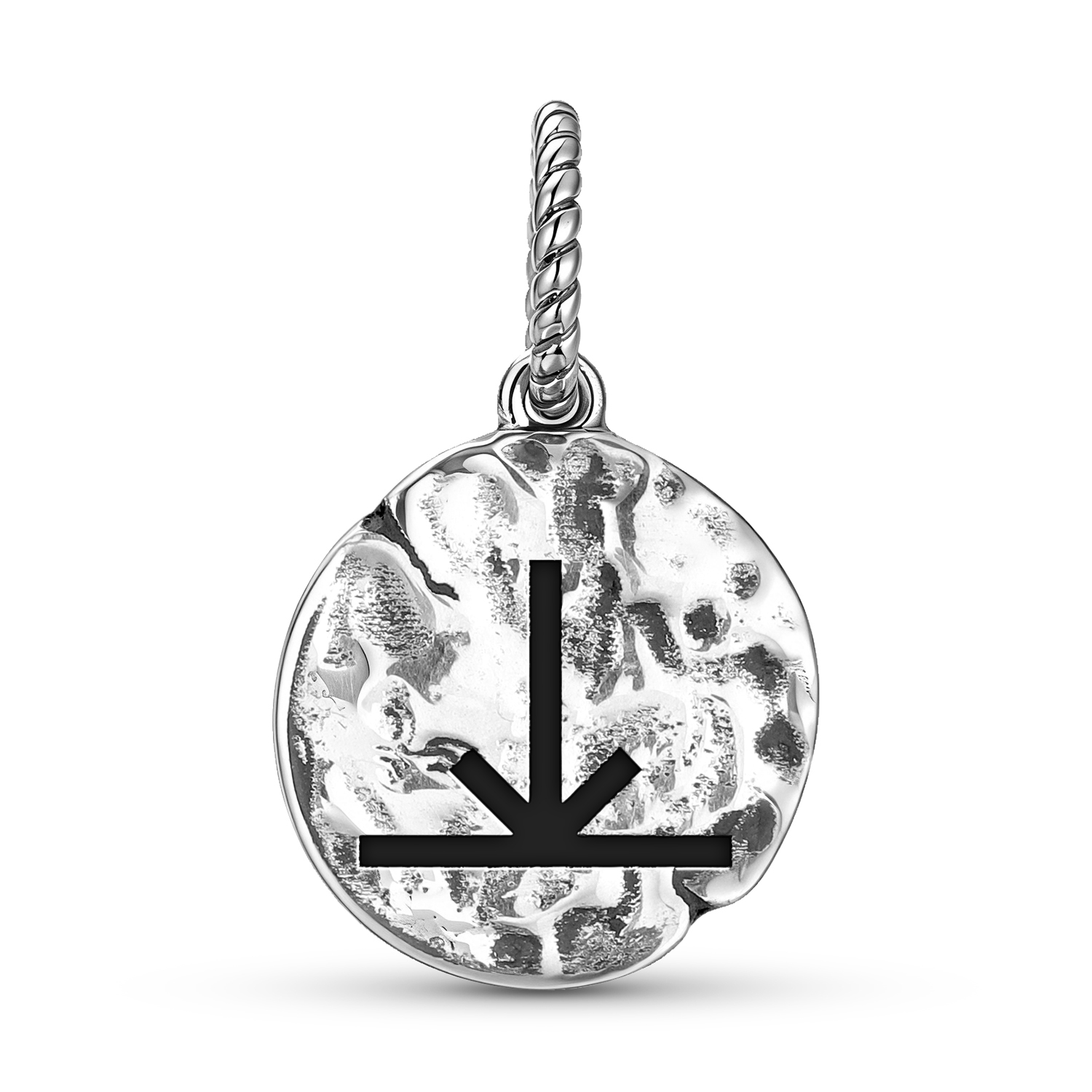 Joy Symbol Hand Textured Sterling Silver Charm