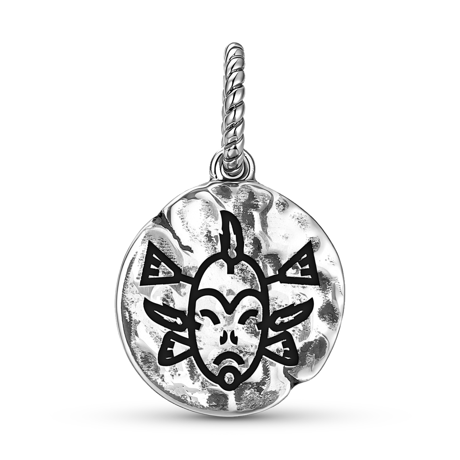Seal Mask Symbol 925 Sterling Silver Hand Textured Dangle Charm For Charm Bracelets